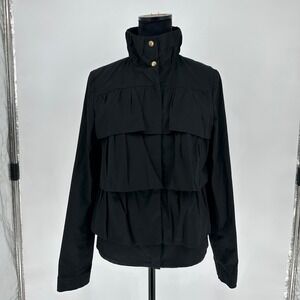 Y2K Banana Republic Black Ruffle Cotton Jacket Chic Minimalist Women's 8